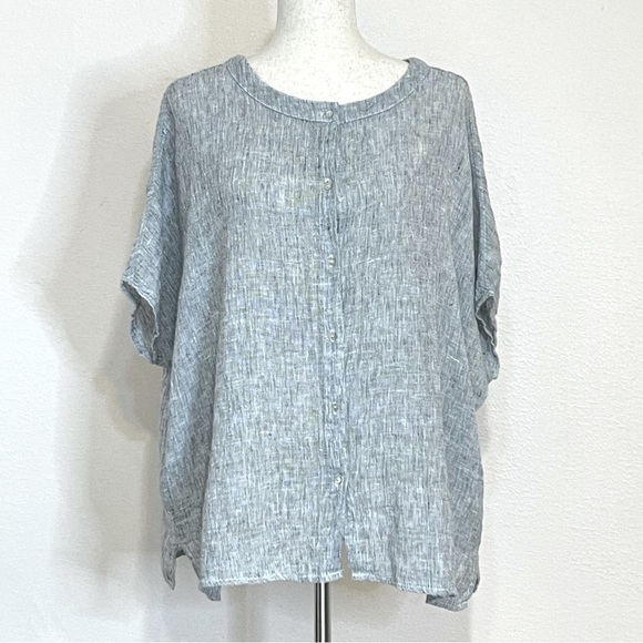 Tahari Oversized Lagenlook Linen Cross-Dye Top Size Small - Picture 1 of 7